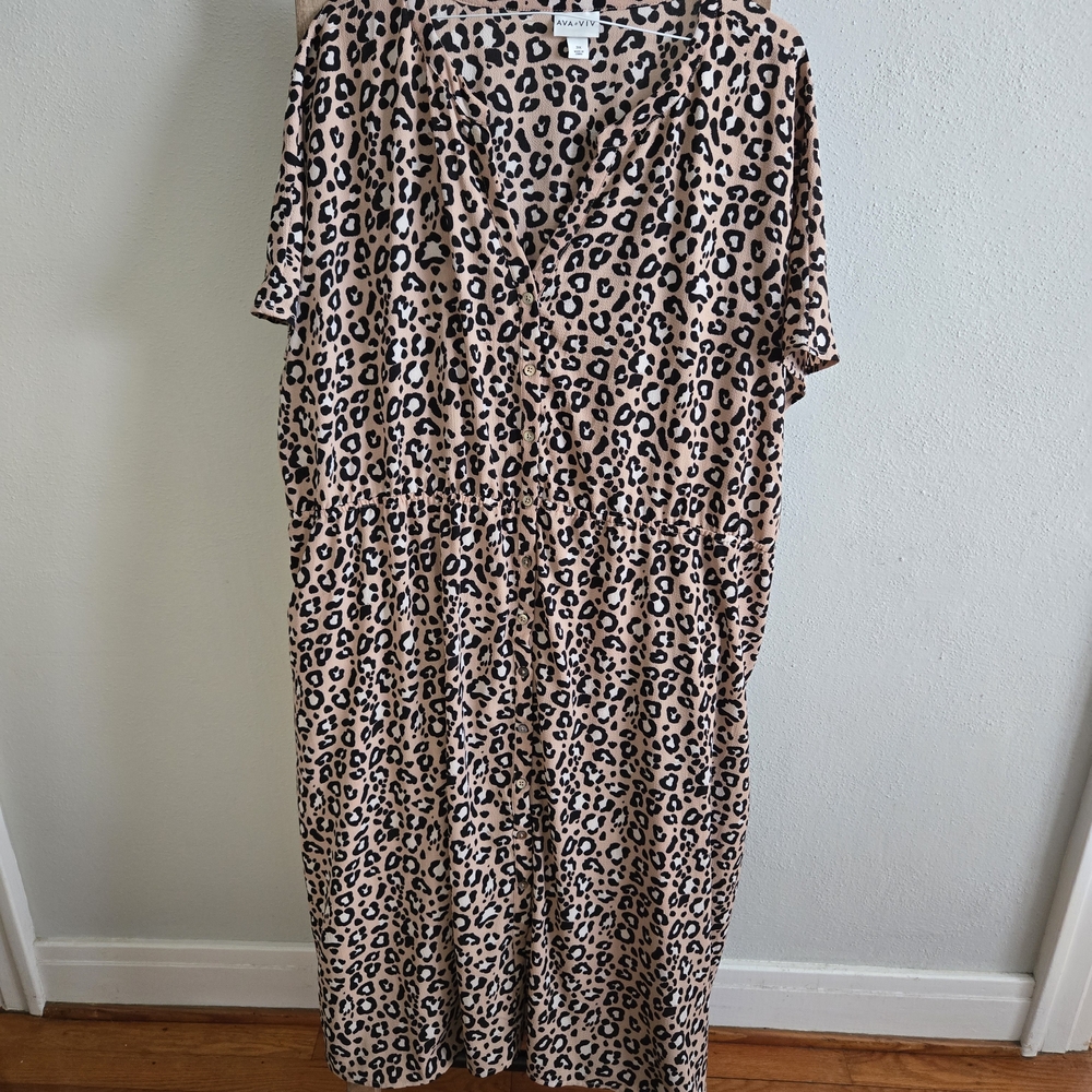 Ava & Viv Leopard Print Midi Dress